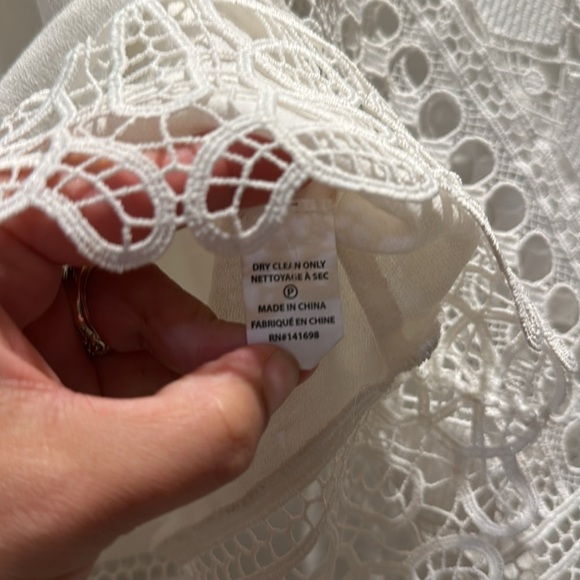 Ramy Brook Lyndsey Off Shoulder Lace Sleeve Top Soft White XS P - Picture 8 of 9